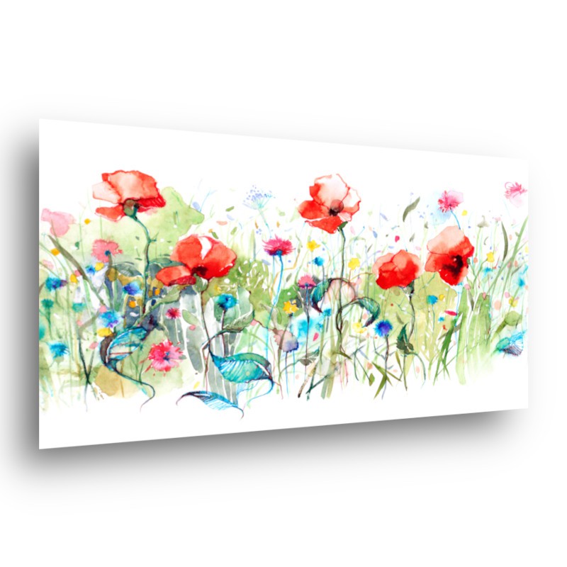 25 x 45 cm Painted flowers on a light background
