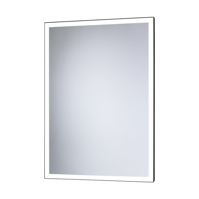 Rectangular Mirror (Solid Black) with Frame and LED Lighting