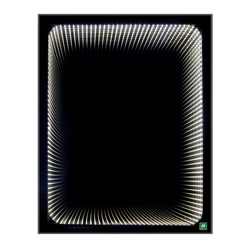 Echo rectangular mirror with depth effect and LED lighting