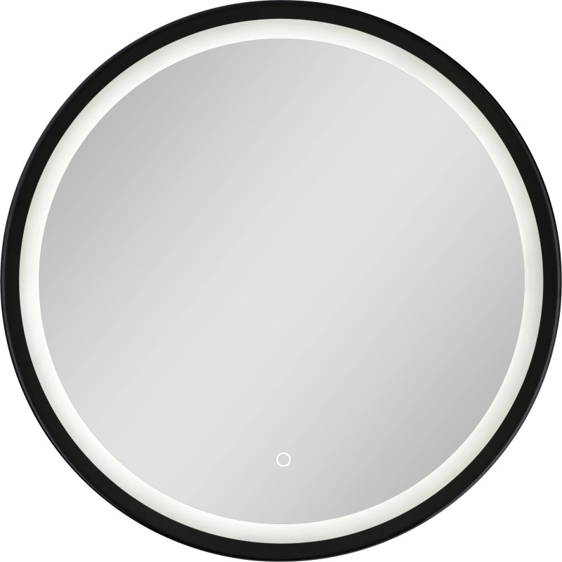 Lumina 2 round mirror with black aluminum frame and LED lighting