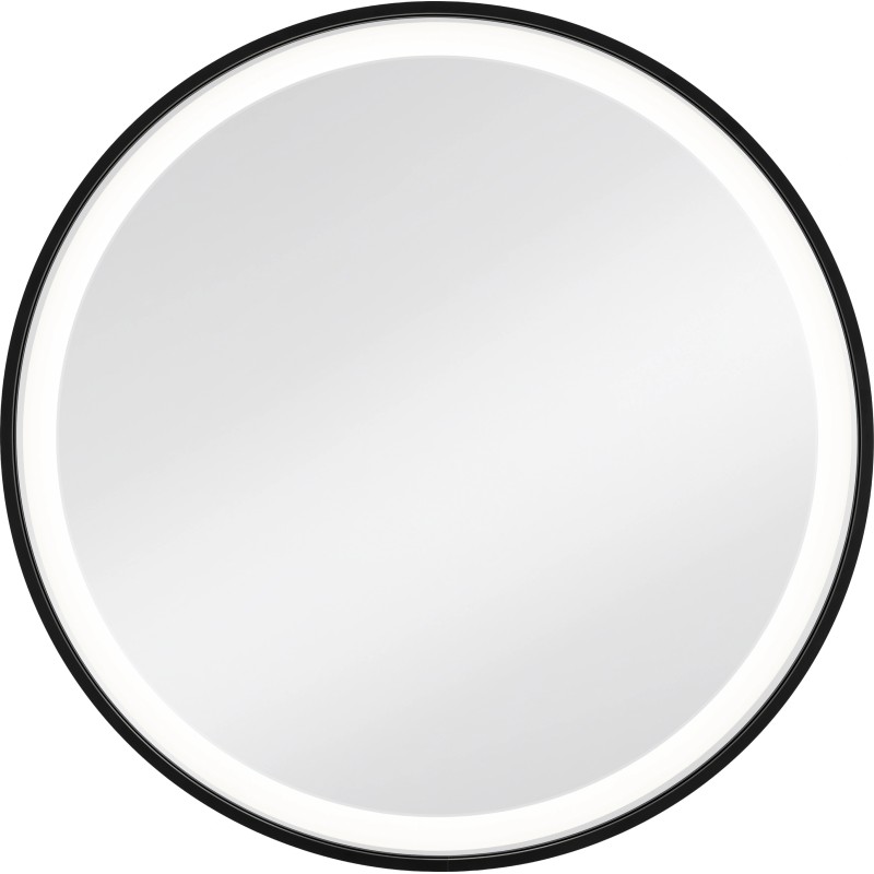 'Moonlight' Round Mirror with Black Frame and LED Lighting