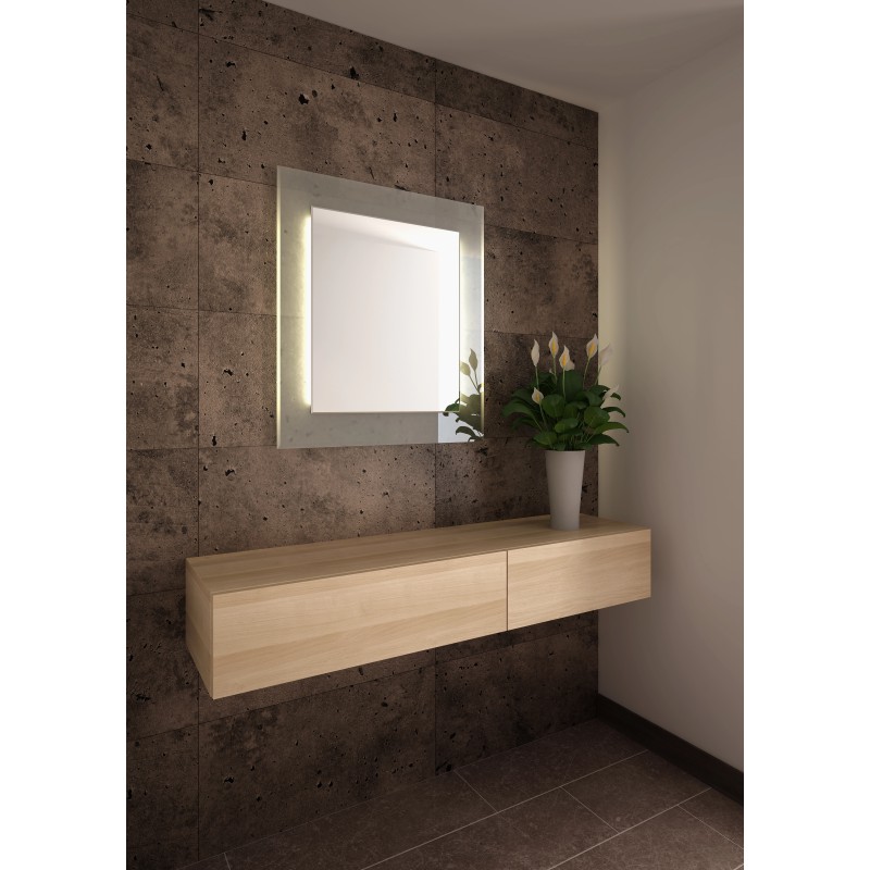 Raggio Rectangular Mirror in Fazed Glass LED Backlit Frame