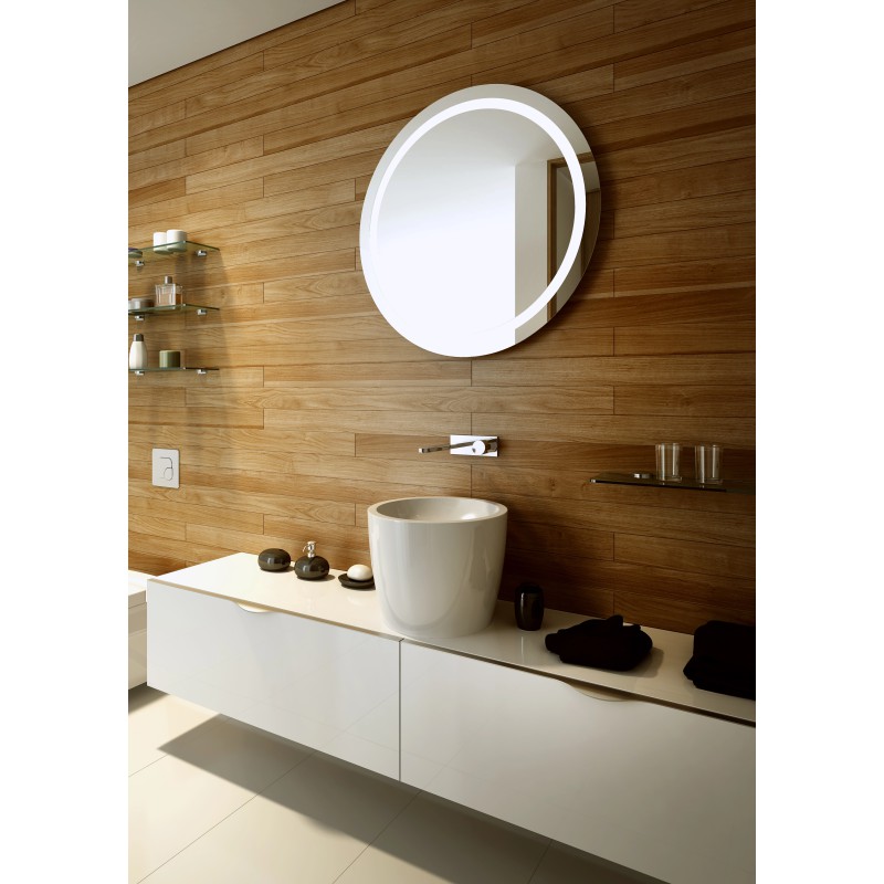 Armor Round Mirror with Circumferential LED Lighting