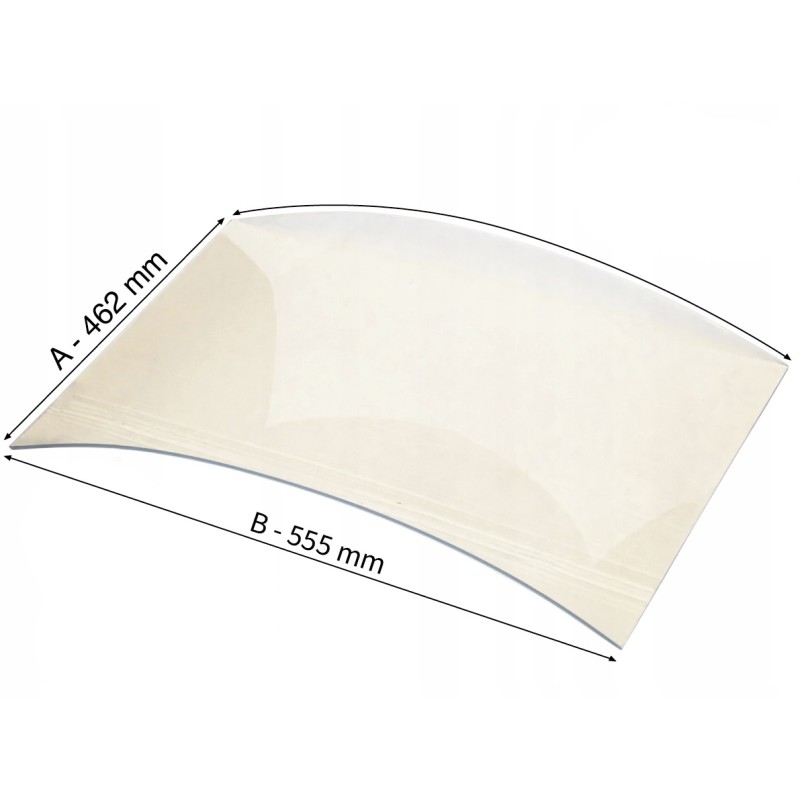 Szyba żaroodporna gięta do kozy ab panorama 462/555 mm