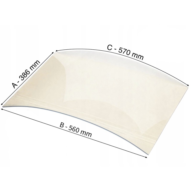 Szyba żaroodporna gięta do Kozy CTM 18 TKP 386/560/570 mm