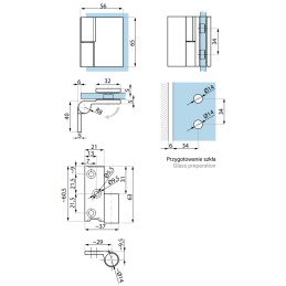 White Lifted Shower Enclosure Hinge TGHU90-OS WH with Side Mounting