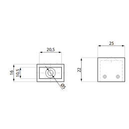 Mocowanie prostokątne ściana-reling 90° białe
