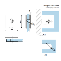 copy of JHSC701 90° point mount (wall - glass)