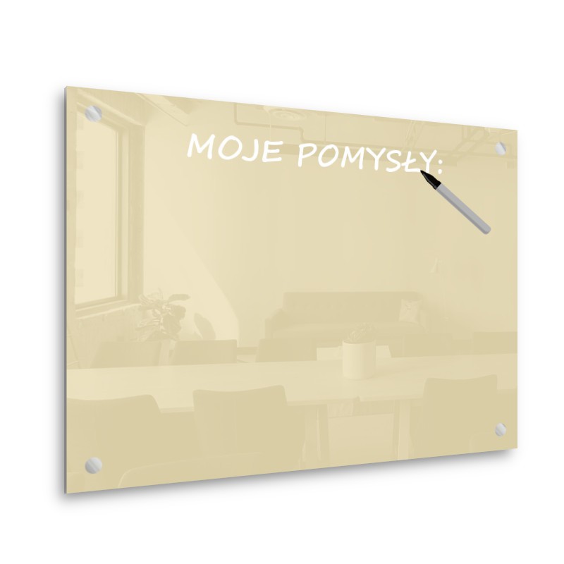 Beige Cream Tempered Glass Writing Magnetic Board