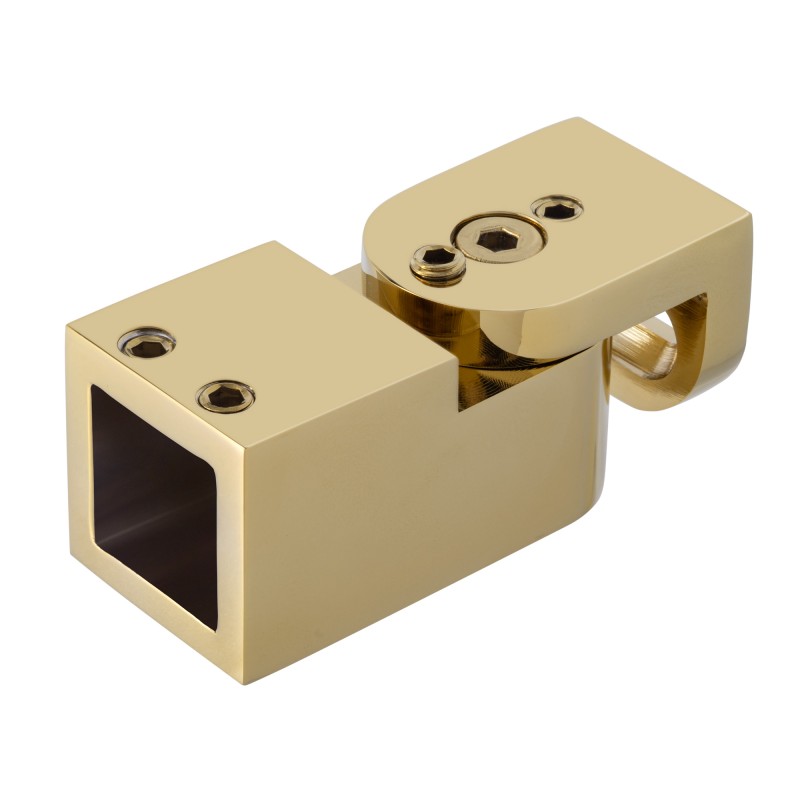 Adjustable square wall-to-bar bracket – gold