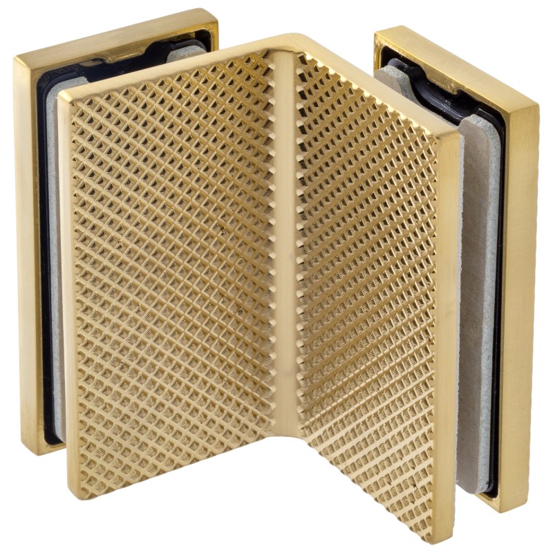 Decorative gold point mounting glass-to-glass 90°