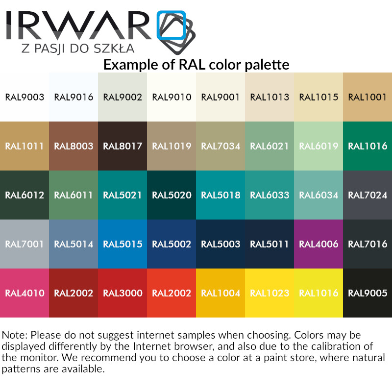 Ral colors palette - tempered glass